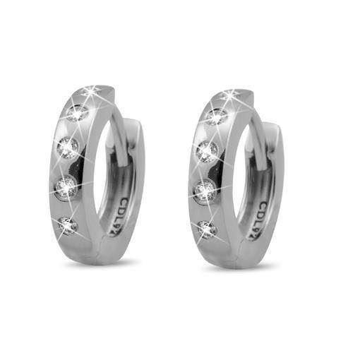Image of Christina Collect 925 sterling sølv Ø 16 mm Creol sølv øreringe med hvide topaz, model 670-S16topaz